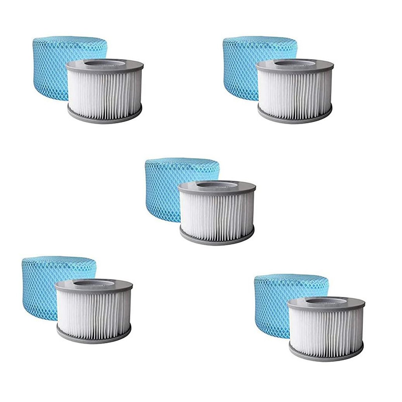 Hot Tub Filter Cartridge Pack of 12 - 90 Pleats Filter Cartridge and 1 Mesh Covers, 25 cm H x 25 cm W x 18 cm D