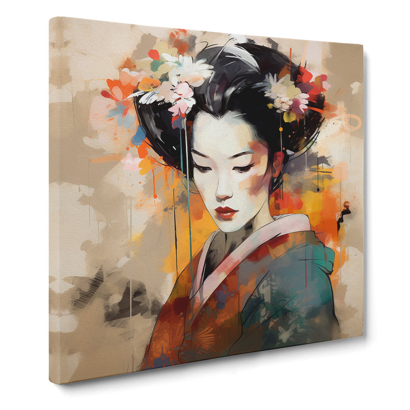 Geisha Abstract Art No.2 - Wrapped Canvas, 35cm H x 35cm W x 3cm D