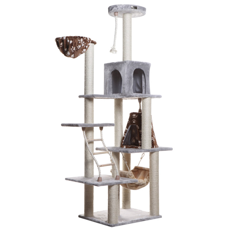 Arbre à chat classique en bois véritable de 78 po