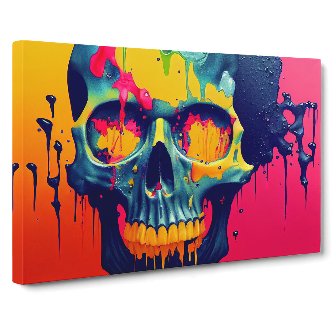 XXX-H1022-WF-7854X Skull Paint Splatter Vol.3 - Wrapped Canvas Print