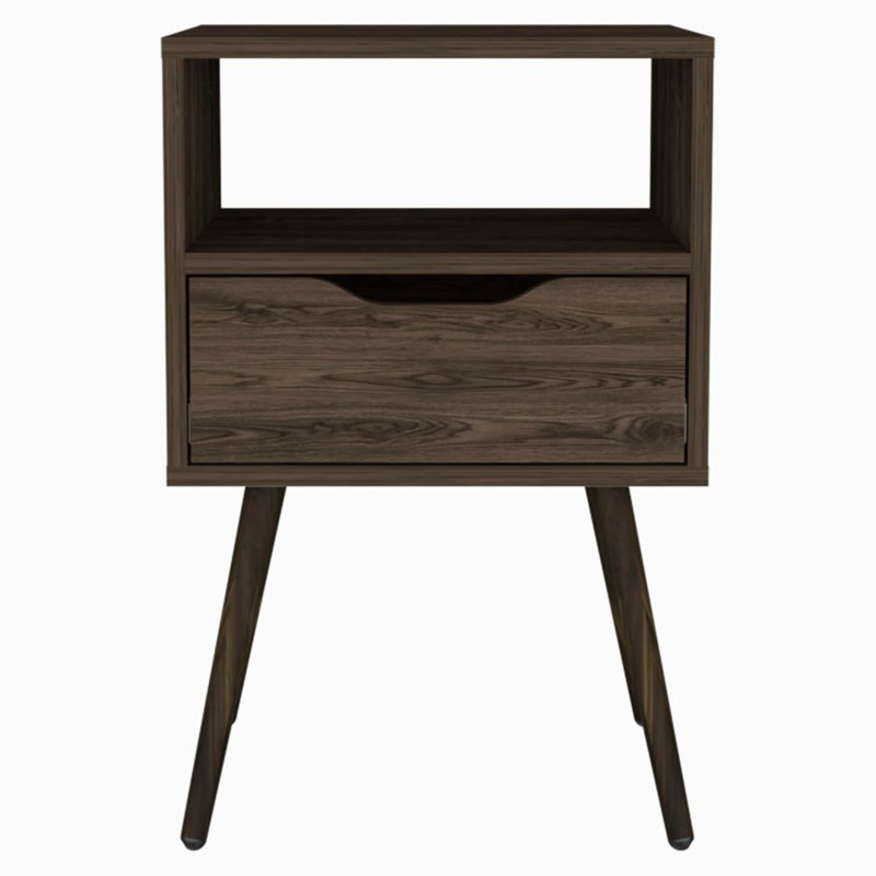Contemporary Design Nightstand, Brown 