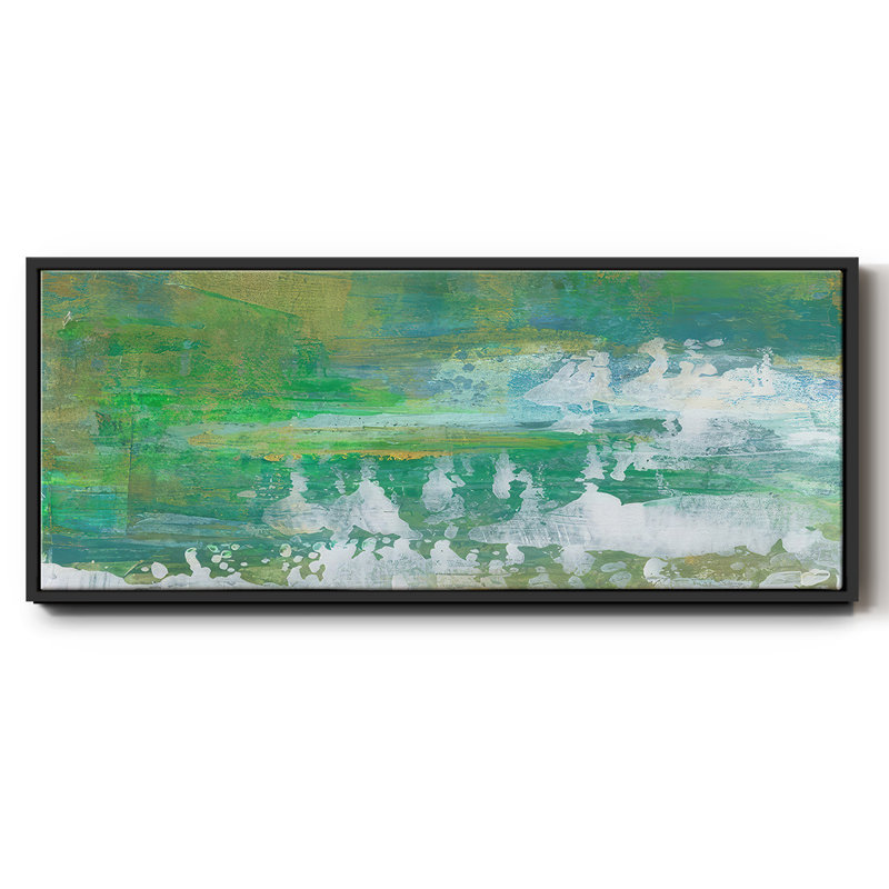 Chartreuse et turquoise I - toile encadrée, H 20 po x l 50 po
