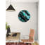 Horloge murale en verre trempé abstrait turquoise doré, horloge d'art moderne, horloge décorative, horloge murale unique, grande décoration murale, idée de cadeau-245377079-245377078