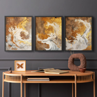 Abstract  Series  CXLVIII  -Set Of 3 Framed Giclee Prints -Ready to Hang