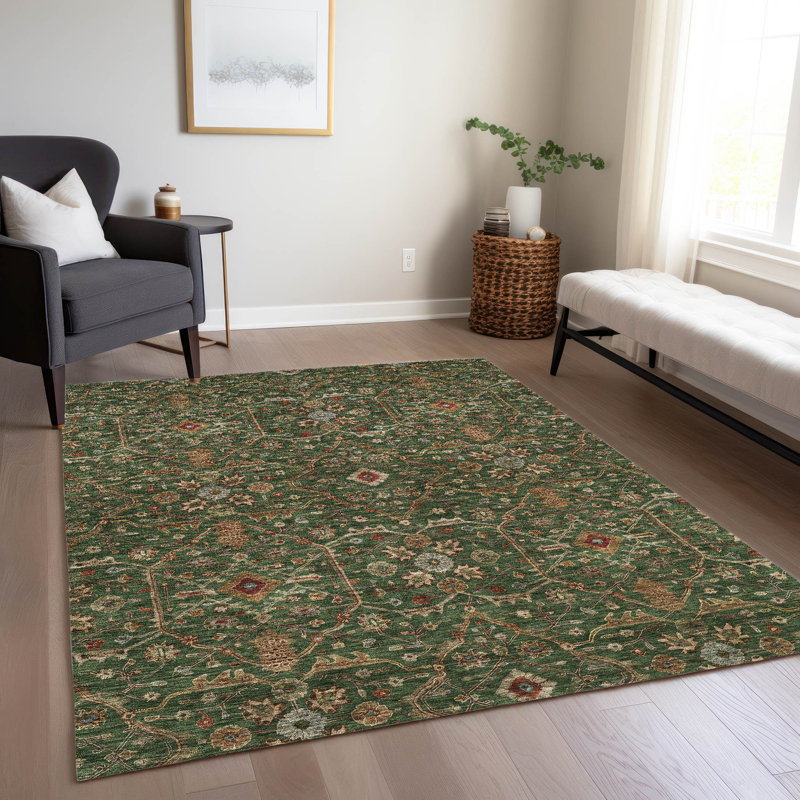 Emerald Flat Woven Synthetic Rectangular Rug 2'6" x 3'10"