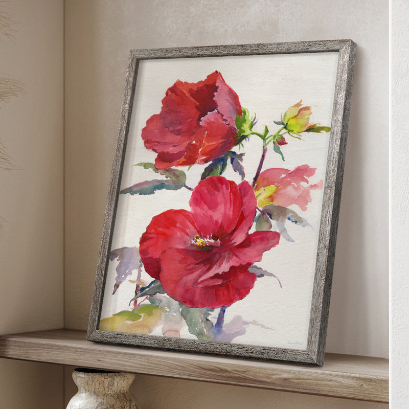 Hibiscus Glow III, reproduction encadrée - bois massif 49682, H 11 po x l 9 po