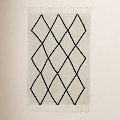 Machine Washable Hand-Tufted Chevron Cotton Rug