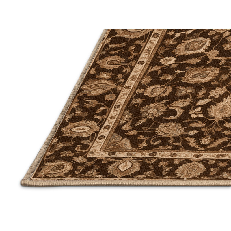 Machine Washable Persian Brown Area Rug, Square 5'