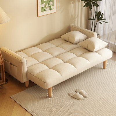 Beige-white,Burlywood Cotton and Linen Solid Manufactured Wood Standard Sofa bed