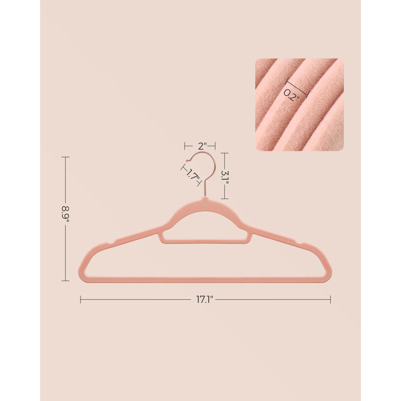 Non-Slip Velvet Hangers, 30, Pink