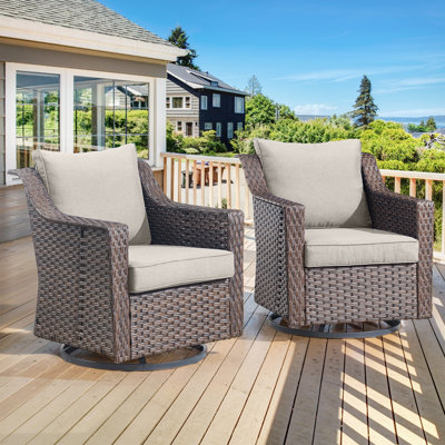 Jenesys Red Barrel Studio Outdoor Wicker Swivel Glider Chairs With Cushions