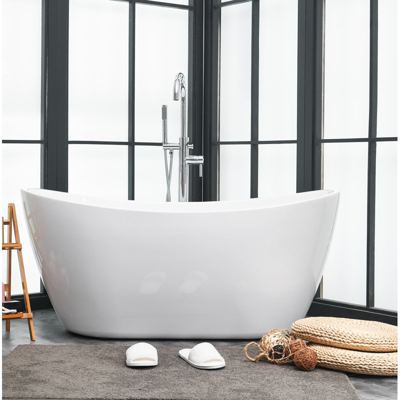 Ardis 54'' x 29'' Soaking Acrylic Bathtub, Polished Chrome