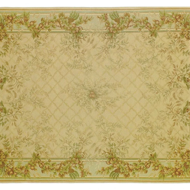 Wool Floral Area Rug in Gold, Rectangle 13'10" x 20'4"