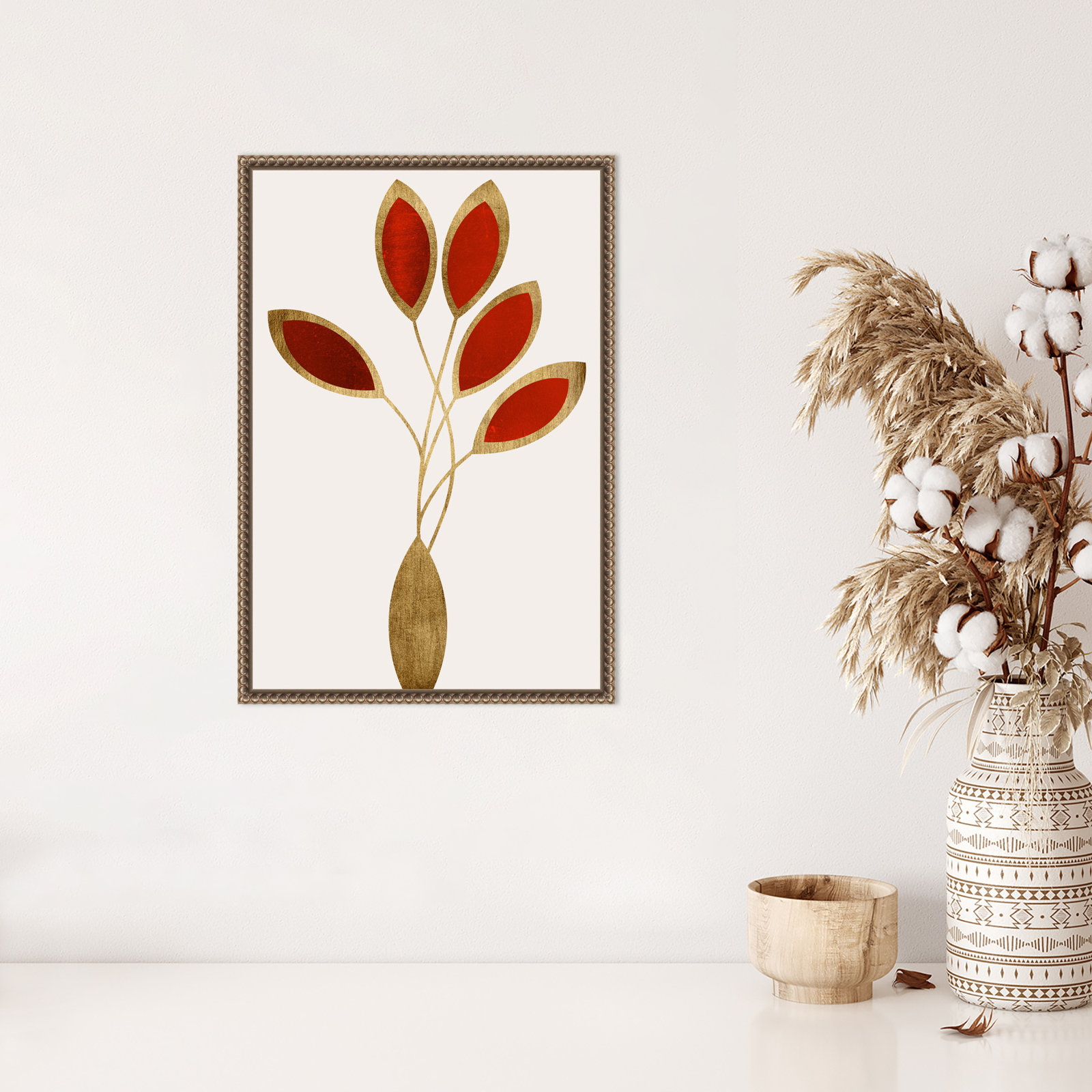 Five Red Flowers by Kubistika, 16" W x 23" H