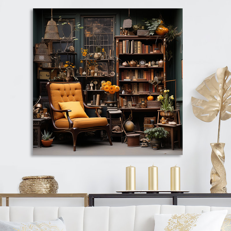 «Literary salons» sur toile, H 16 po x l 16 po x P 1 po, Toile tendue
