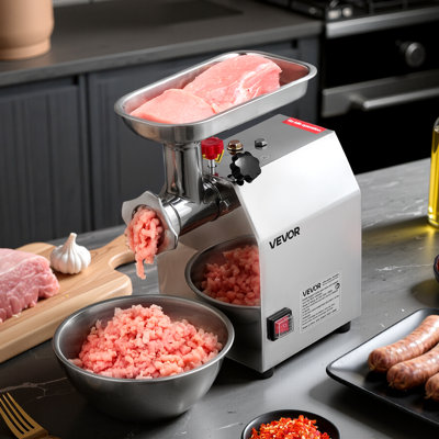 Commercial Electric Meat Grinder, 5 lbs/min Capacity, #8 Industrial Meat Mincer with 2 Stainless Steel Blades, 2 Grinding Plates, 600W Heavy-Duty Saus