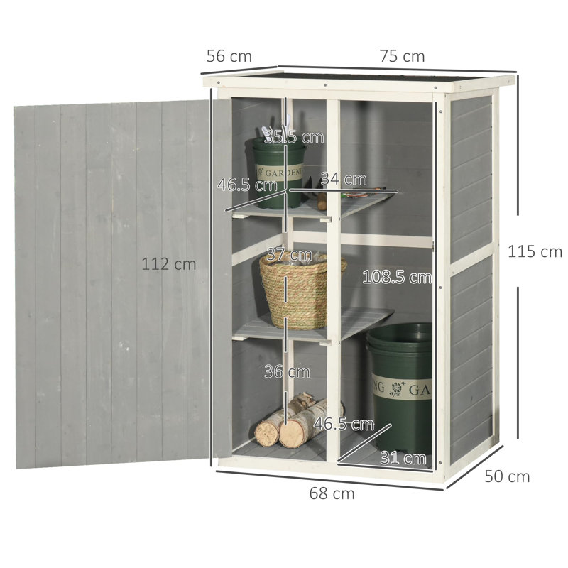Wooden Small Shed, Garden Storage Shed With Shelves And Bolt Latch