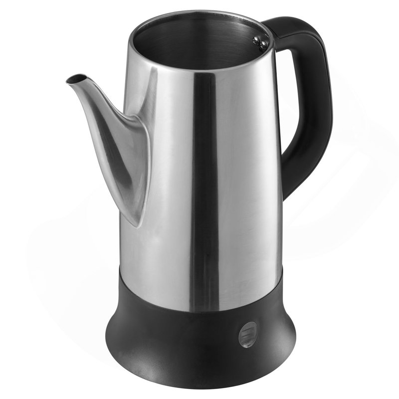 Cafetière électrique à percolateur de 12 tasses, percolateur à café en acier inoxydable 304 avec fonction de maintien au chaud et poignée résistante à la chaleur, cafetière classique, infusion rapide et bec verseur facile, argent