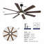 Grand ventilateur de plafond avec lumière: ventilateur de plafond moderne à 8 pales de 72 pouces avec télécommande - grand ventilateur noir à intensité variable pour l'intérieur, réversible, moteur à courant continu silencieux à 6 vitesses