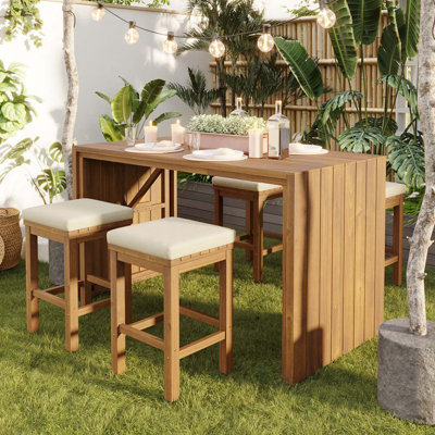 Patio Acacia Wood 5 Piece Outdoor Bar Set by Hokku Designs