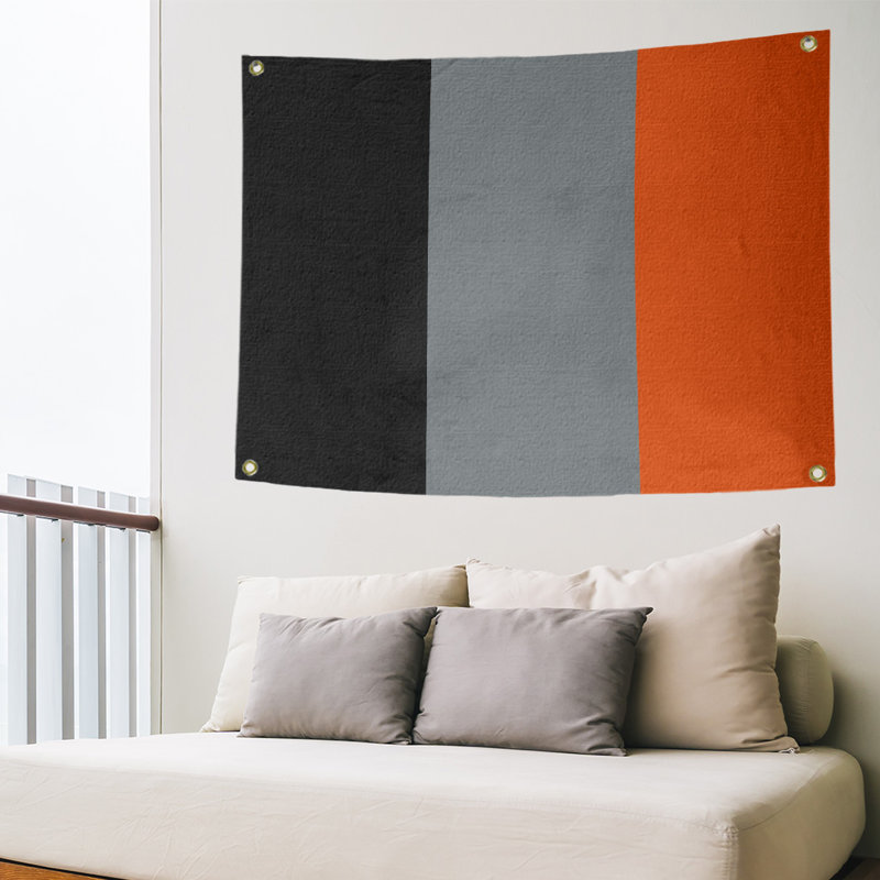 Tapisserie de polyester Anaheim, H 50 po x l 59 po x P 1 po, Noir / argent / orange