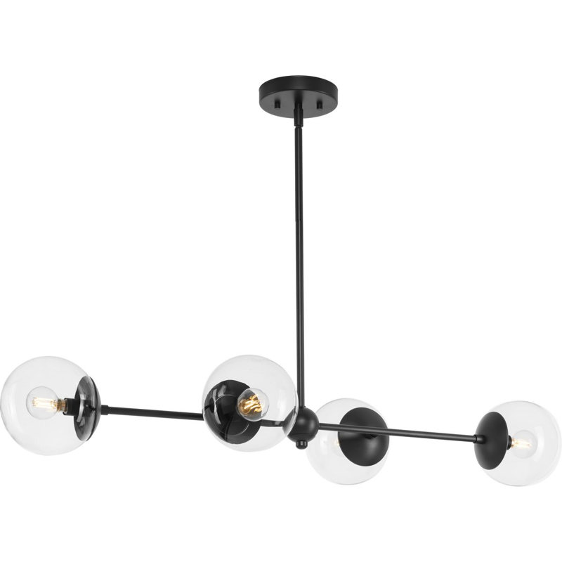 Sasheer 4 - Light Kitchen Island Modern Linear Chandelier, Noir mat