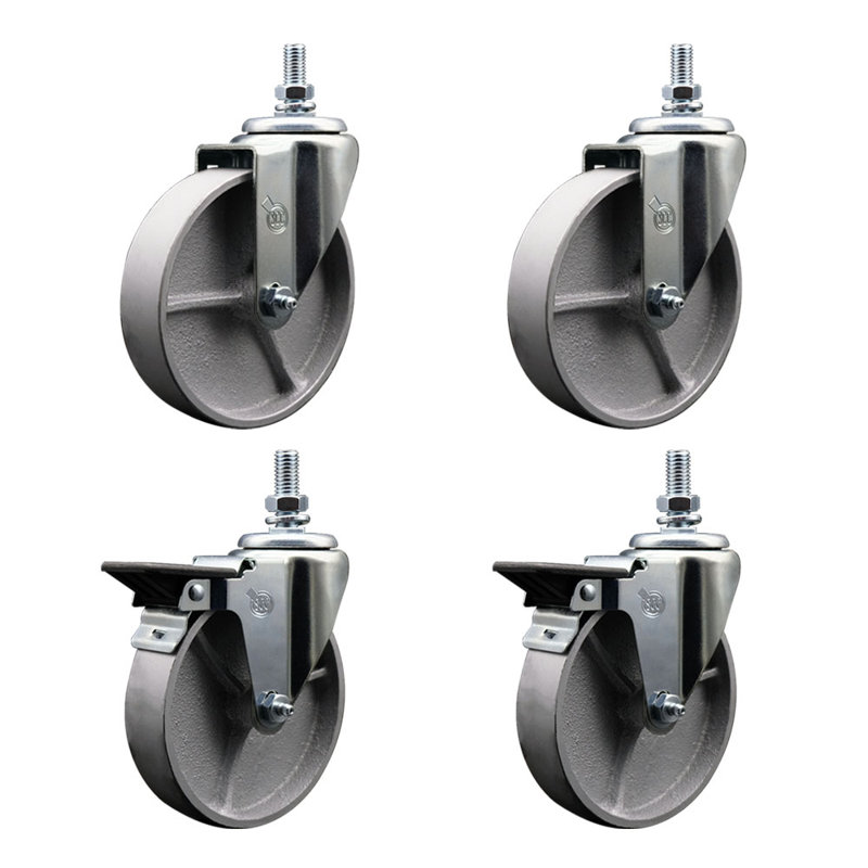 Roulettes à tige filetée - Roue de 5 po et tige de 10 mm
