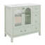 Meuble-lavabo 36 po avec lavabo, panneau de fibres à densité moyenne et armoire en bois massif avec portes en verre et 4 tiroirs, charnières à fermeture douce et tablette réglable