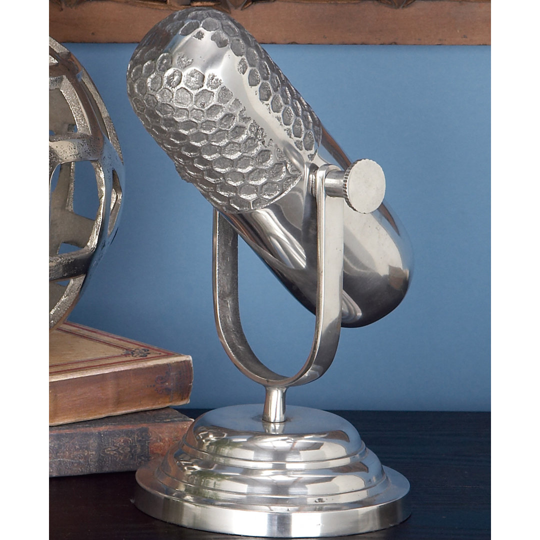 Sebrina Aluminum Metal Microphone Silver Decorative Sculpture Ebern Designs