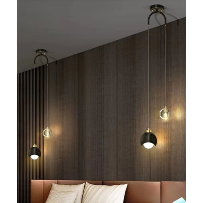 2 - Light Sphere Chandelier Ceiling Light With Crystal Accents