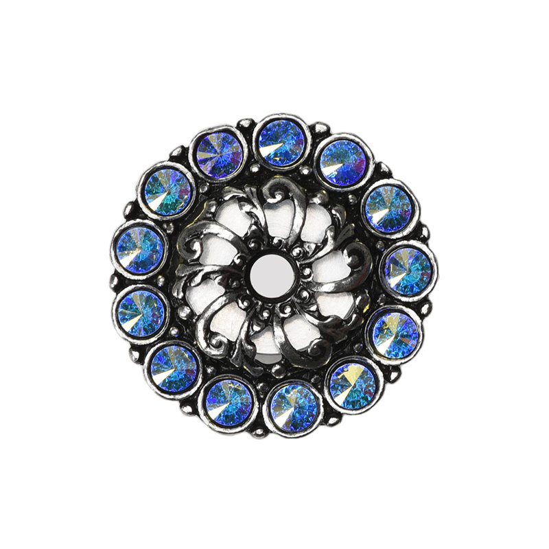 Caché medium escutcheon with 13 rivoli Swarovski Aurore Boreale Crystals in Chalice, Silver