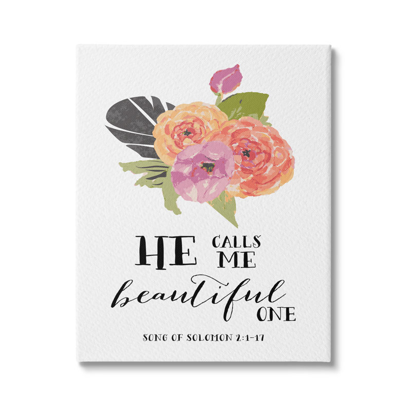 He Calls Me Beautiful One Spiritual Quote, Toile tendue, L 24 po x H 30 po