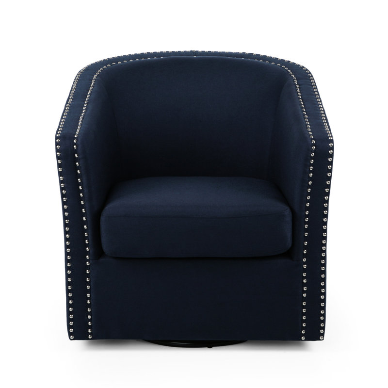 Fauteuil club pivotant bleu tendance - hauteur de bras de 25,60 po, conception élégante, housse 100% lin