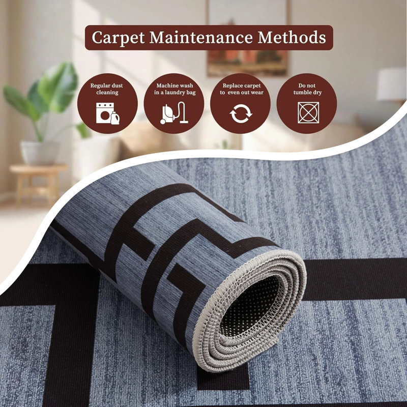 Demetriona Washable Abstract Area Rug – Low-Pile, Non-Slip, Stain-Resistant, Rectangle 60 x 110 cm