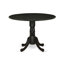 L'ensemble de table de salle à manger 3 pièces pour petits espaces comprend une table de salle à manger ronde avec Dropleaf et 2 chaises Parsons en tissu bleu, 42 po x 42 po, noir-1307738559-1307738557-1307738558