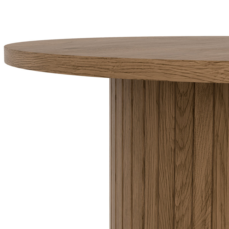 21.7" Tall Mid-Century Modern Tambour Round End Table, Brown