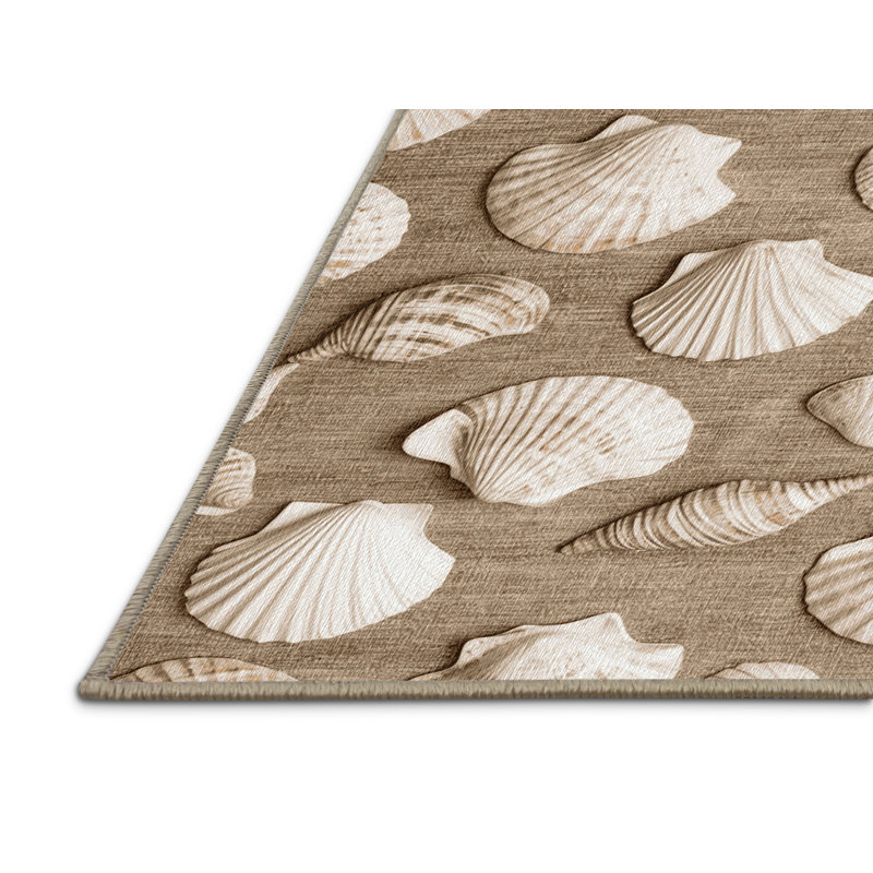  Tapis bord de mer lavable Conch Collection, Tapis de couloir 2 pi x 4 pi