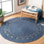 Diehl Round Hand-Woven Flatweave Jute Navy Area Rug-572036742