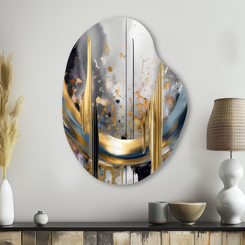 Décoration murale en métal de forme unique Hagen - marbre, reproduction d'art asymétrique moderne en métal, H 38 po x l 28 po