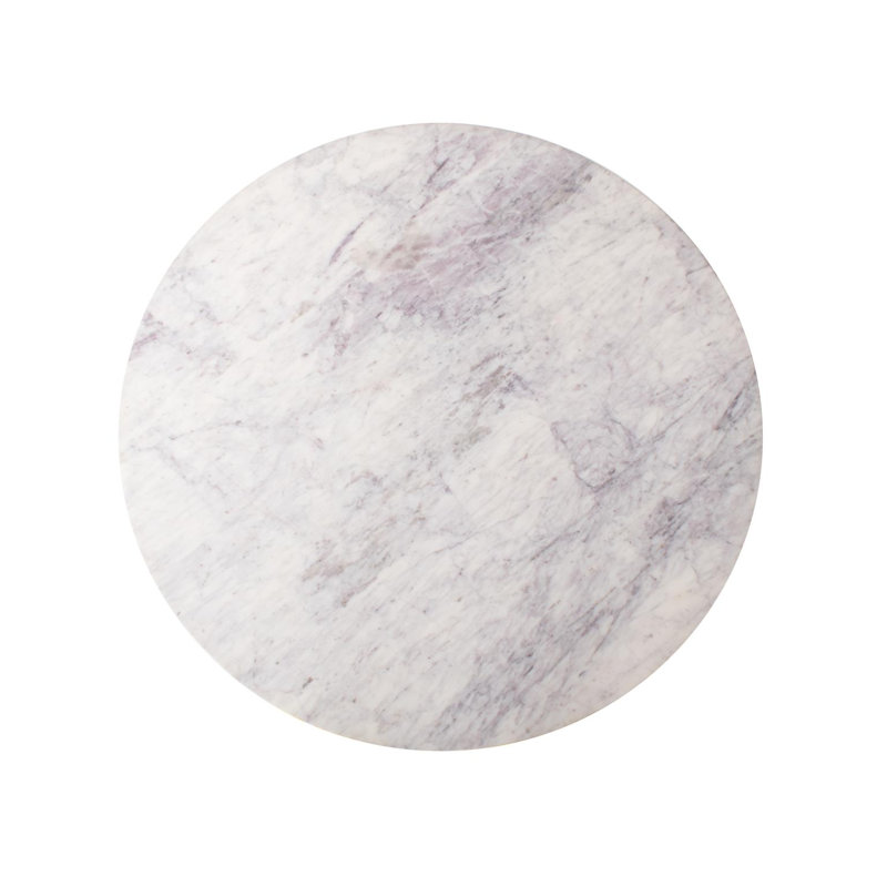 Micca Marble End Table, White, Silver/Black