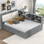 Lit plateforme en bois avec lit gigogne, tablettes et tête de lit-1067365782