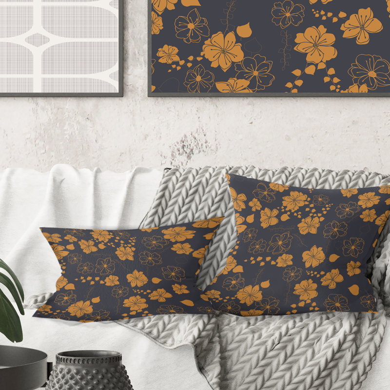 Coussin rétro à motif rétro coquelicots II