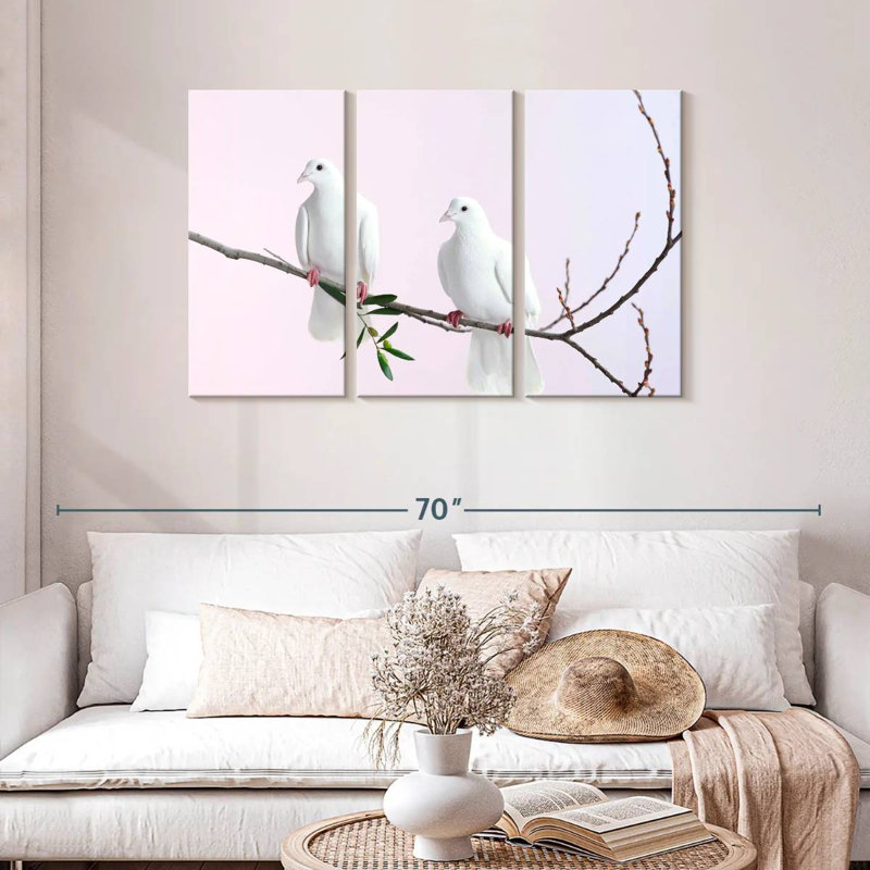 Brampt Perched White Doves, 28" H x 45" W