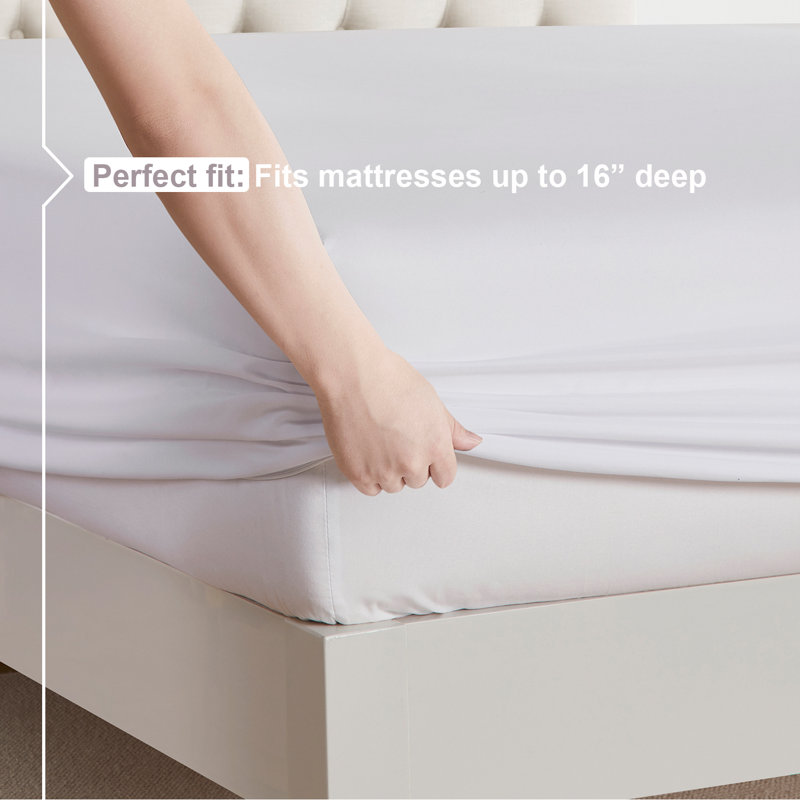  Ensemble de draps double brossé de luxe pour hôtel avec draps et taies d'oreiller très doux, Blanc, Double