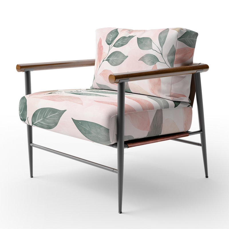 Fauteuil Leaves Accent - fauteuil rose Blush Leaves Accent II, Brown Round Arms