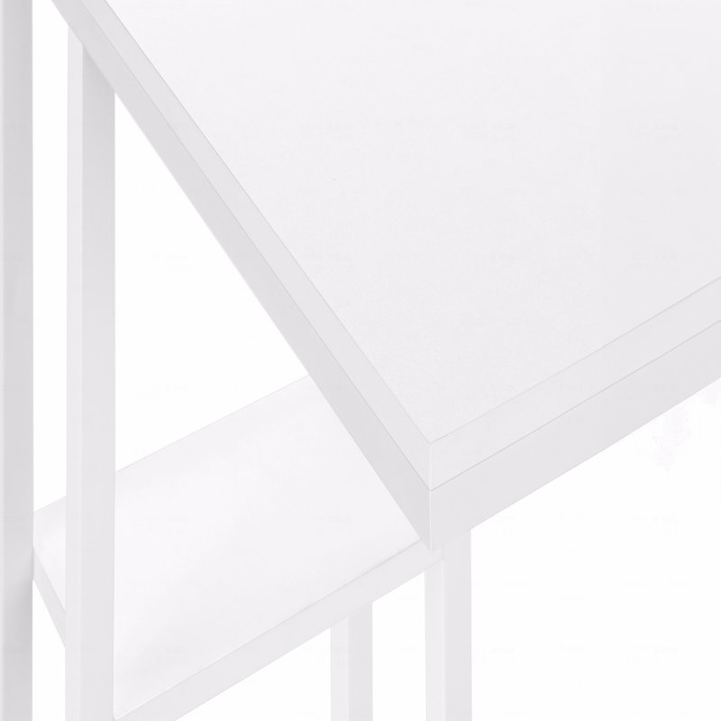 Table d'appoint, en forme de C, bout, côté, collation, stratifié, métal, contemporain, moderne, Blanc