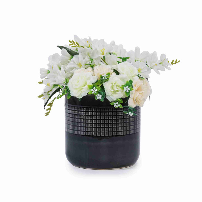High quality ceramic flowerpot, Black