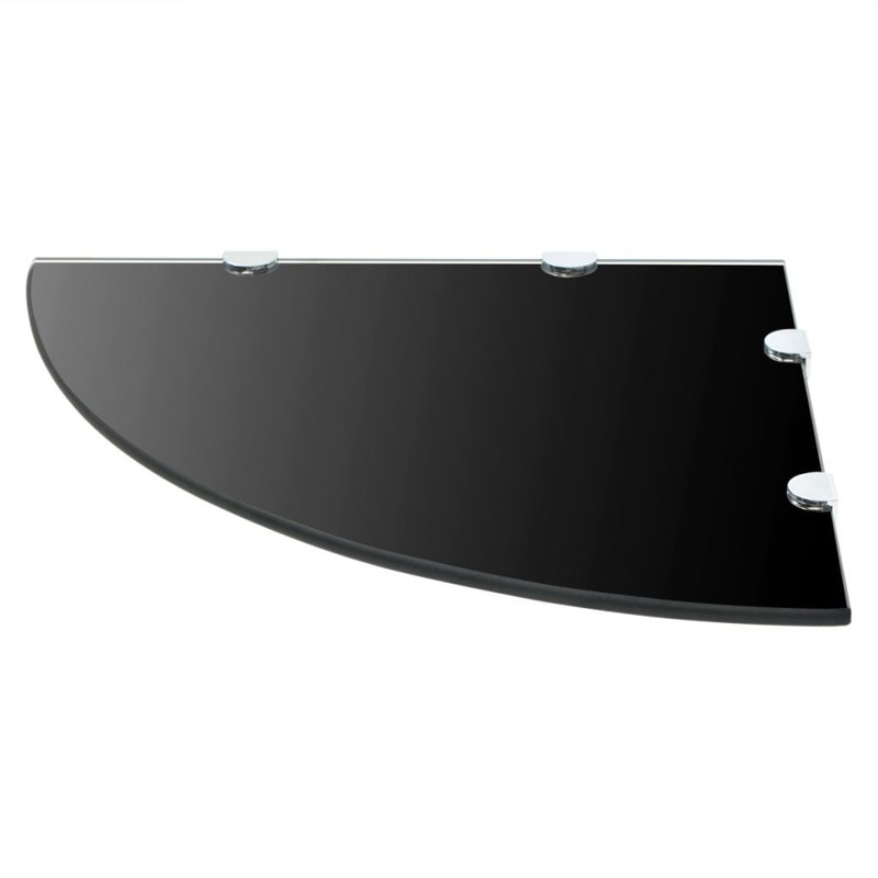 Brylee Glass Corner Shelf, 0.8cm H x 45cm W x 45cm D, Black