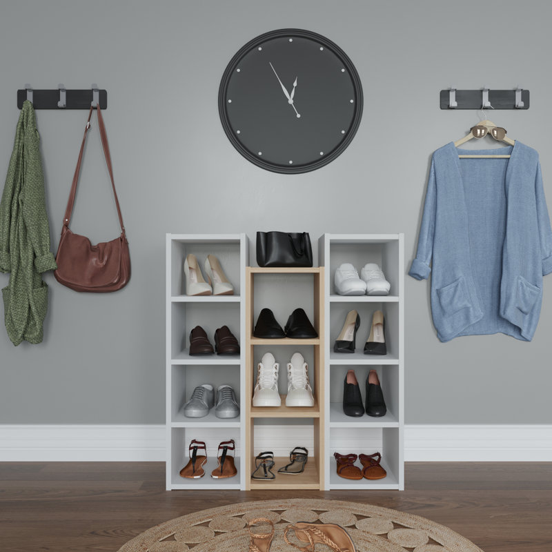 Olympia 11 Pair Shoe Rack, White Oak