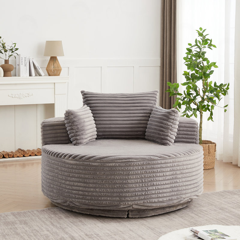 Canapé simple rembourré pivotant à 360 degrés, Grey Corduroy, Grey
